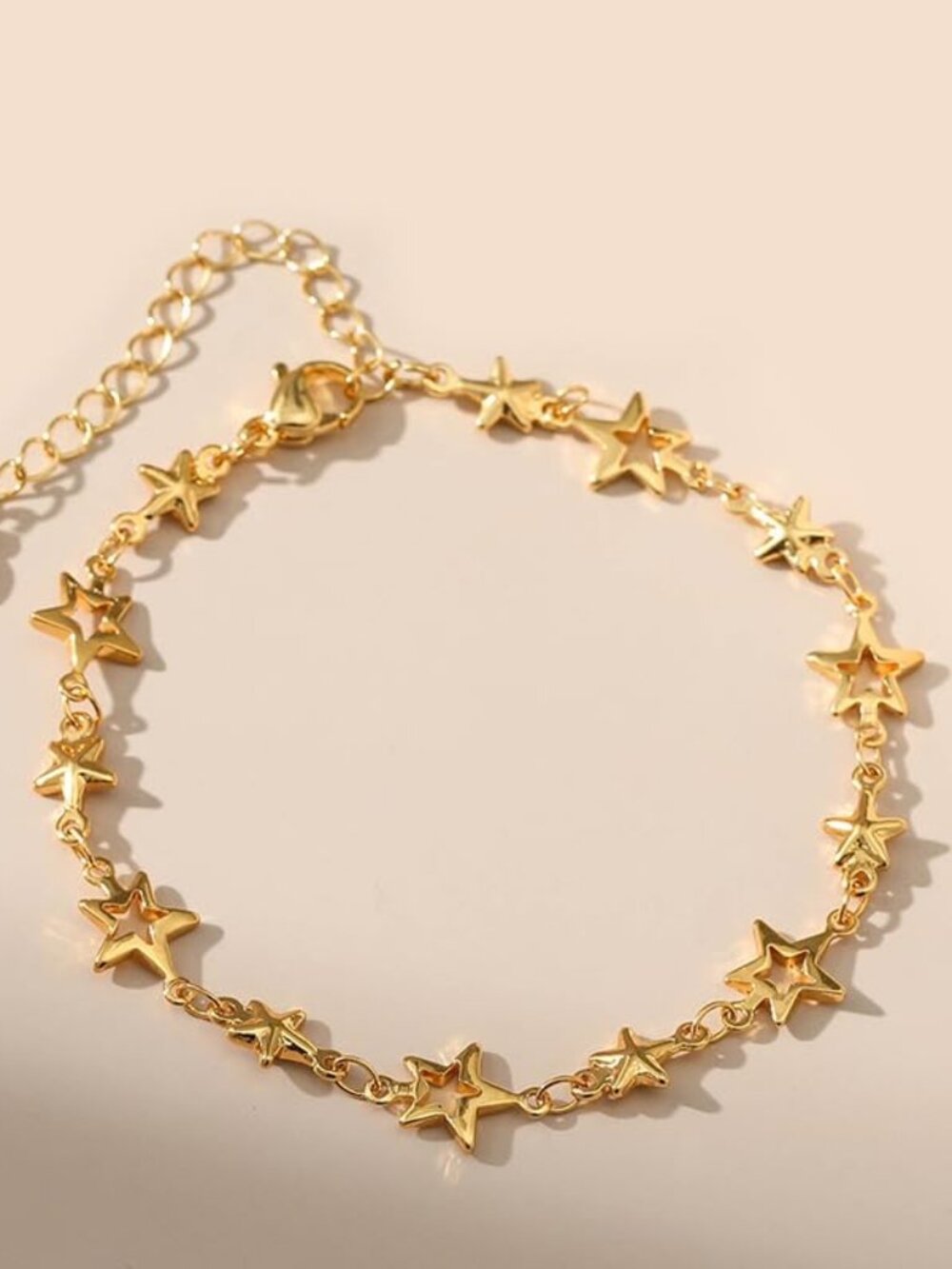 New - Star Bracelet for Women 18k Gold Plated with Solid hollow little stars